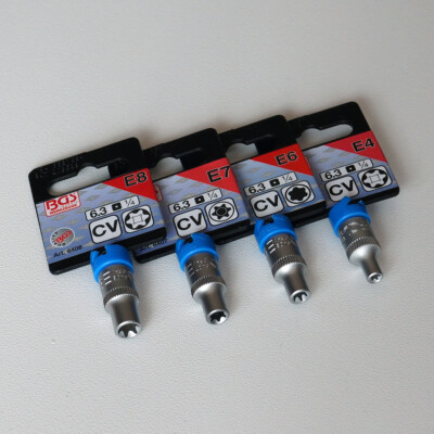 BGS E-Profil Nuss, Steckschlüssel Einsatz Außen Torx, Antrieb 1/4'', SW E4 - E11