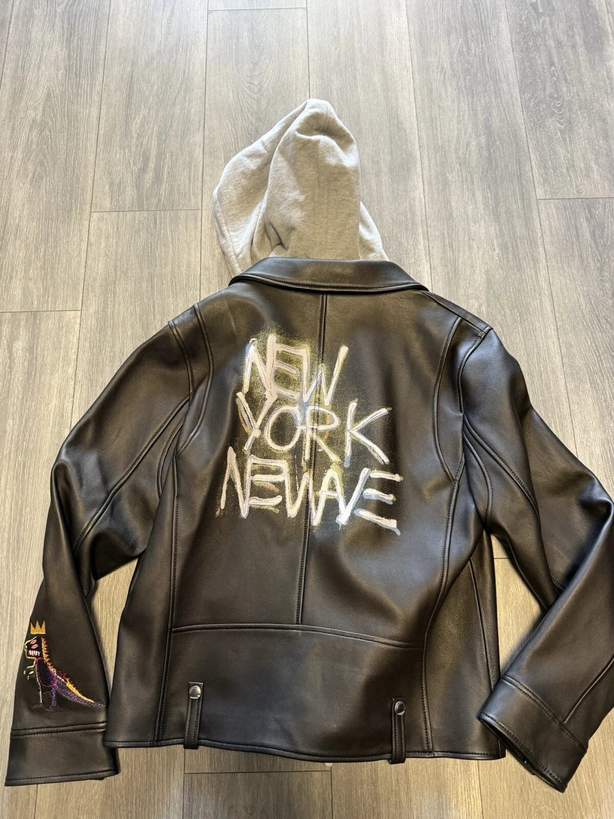 Giacca Motociclista NUOVA $1295 COACH Pelle Nera Basquit RARA Taglia XL