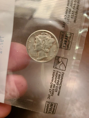 1944 Fine Mercury Silver Dime, Sealed in Package