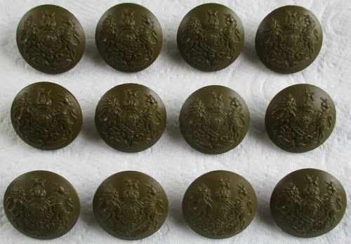 12x British Army:"GENERAL SERVICE BUTTONS" (25mm, WW2 Bakelite War Economy, GS)