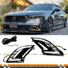 FOR 2023-25 ACCORD FRONT BUMPER DUAL COLOR SEQUENTIAL LED DRL FOG LAMP LIGHT KIT