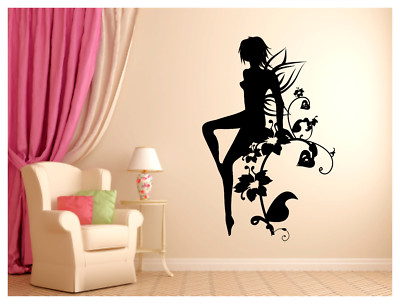 FLOWER FAIRY GIRL Large Wall Decal Mural Art Sticker 22"X33" BEDROOM ...
