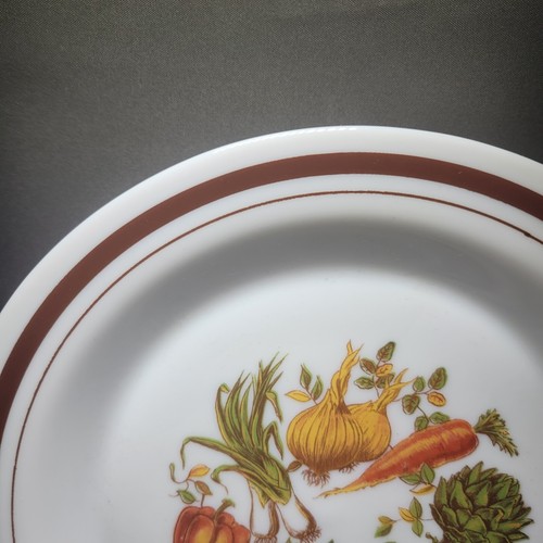 3x Dinner Plates Arcopal 9.25" Pyrex Glass vegetables 1980 Vintage - Picture 3 of 9