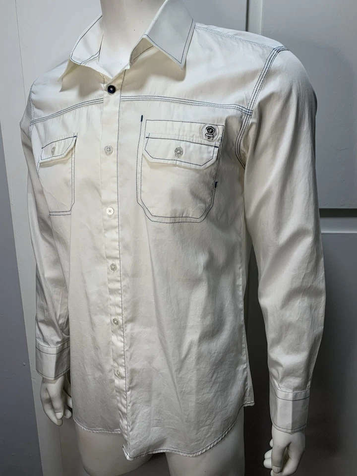 Camisa blanca antigua Mondo para hombre costura blanca en contraste talla XXL Foto 2 de 4