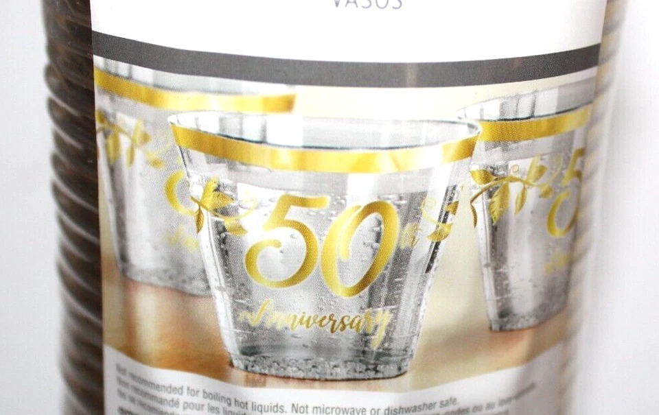 Copos Tumbler Plástico Dourado/Claro "50º Aniversário" Amscan - Pacote com 30 - Imagem 3 de 3