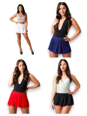 Women's Rara Mini Skirt Black Red Blue White Tiered Ruffle Hem