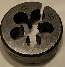 M12 X 1.5 X 1-1/2" ROUND SPLIT TUNGSTEN HSS THREADING DIE, NEW