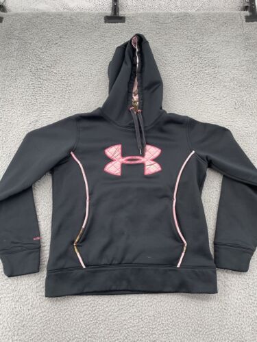 Under Armour Hoodie Women's Medium Black Pink Camo Pullover Sweatshirt