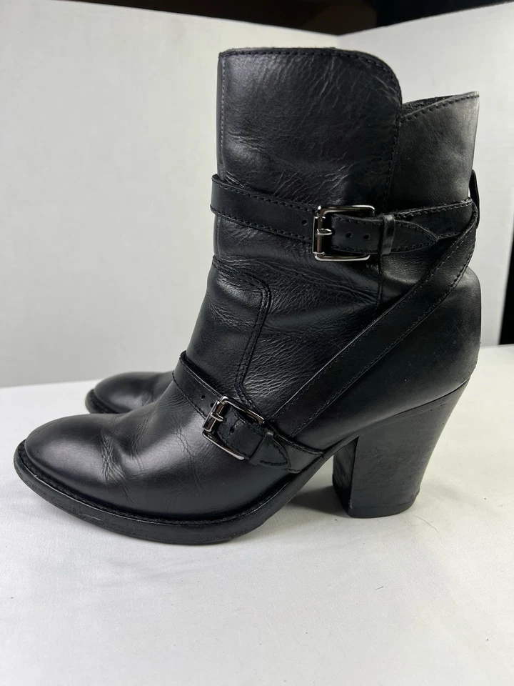 Via Spiga ботильоны женщин 7,5 M черный кожаный пряжки ботильоны Италии - Изображение 2 из 4