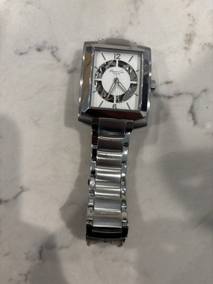 Kenneth Cole Mens Watch New York Square Face White Stainless Steel