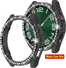 2 in 1 Bling Case for Samsung Galaxy Watch 6 Classic 47mm, PC Protective Bumper