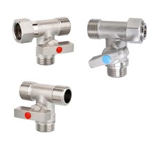 Brass Stop Valves Adapter Water Splitter Valves for Bidet Sprayer Toilet Tanks