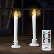 2 Pack Flameless Taper Candles with Remote/Timer, Battery Operated Flickering...