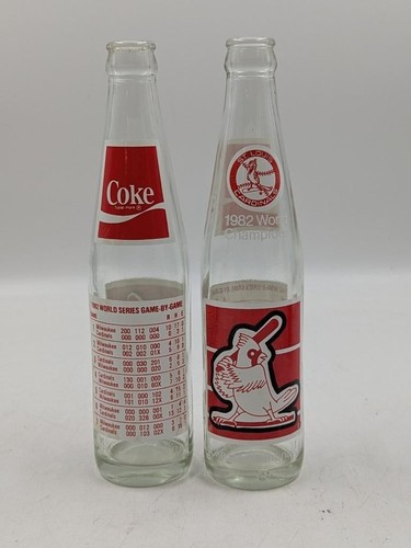 PAIR Vintage 1982 Coca Cola Coke World Series Bottles St. Louis Cardinals - Picture 1 of 3