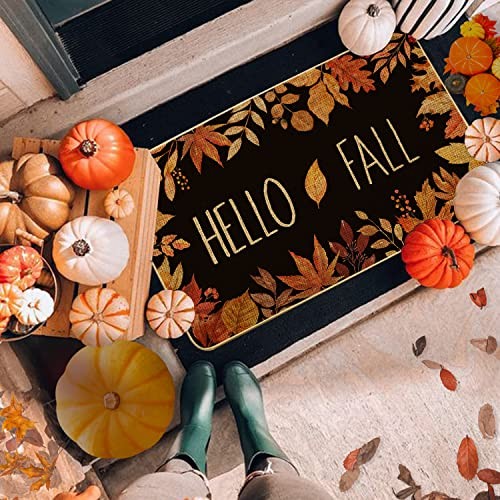 Hello Fall Maple Leaves Decorative Doormat, Fall Maple Leafs Door mat Indoor - Picture 3 of 7