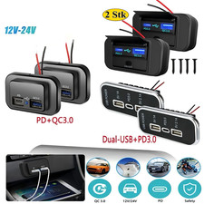 12V Auto KFZ Zigarettenanzünder Steckdose mit Dual USB Ladegerät Buchse Einbau,