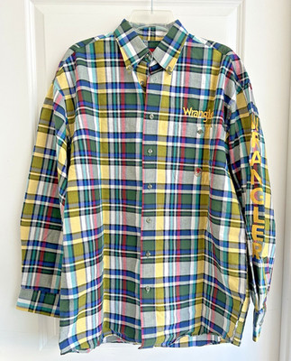 Wrangler 20x Western Shirt Pro Rodeo PBR Men's Large Cowboy RARE Thick Cotton