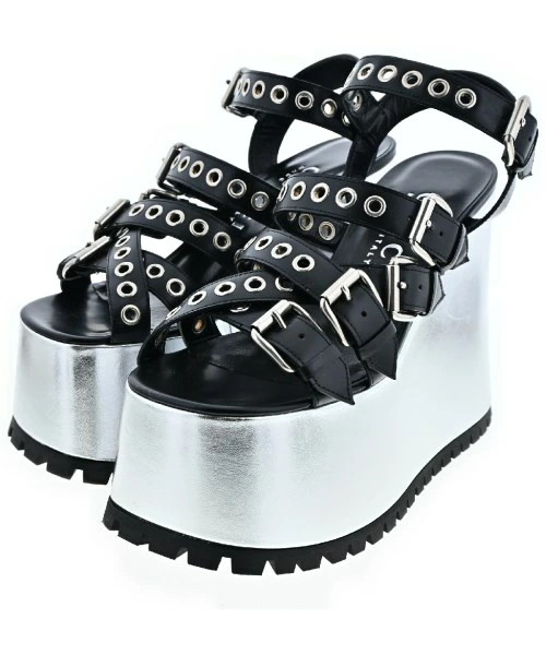 GUCCI Sandals Women's EU38 1/2 (about 25cm) Silver x Black