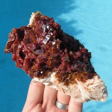 Minerali *** IMPORTANTE VANADINITE ROSSA su BARITE BIANCA Marocco