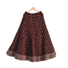 Indian Heavy Maroon Velvet Hand Embroidered Lehenga/Skirt Bridal Wear Zardozi