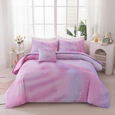 6Pcs Girls Twin Bedding Set with Sheets, Pink Bedding Sets, Bed in A Bag Kids...