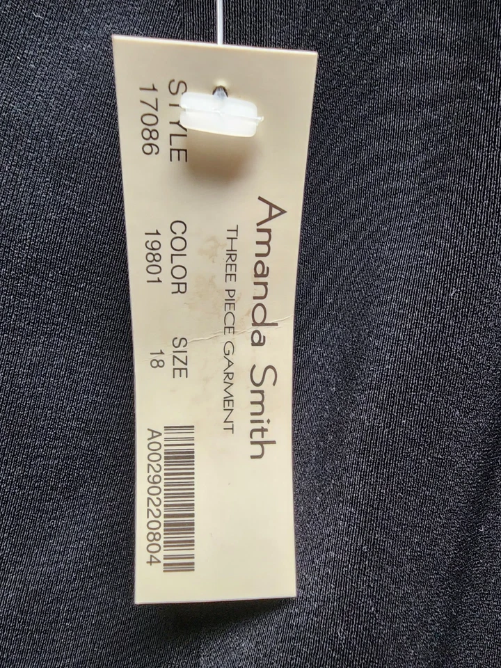 Traje Pantalón Amanda Smith Talla 18 Negro Sin Mangas Forrado Profesional Tiro Alto 2 Piezas Foto 3 de 4