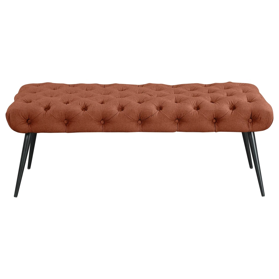 Coaster Ella 18" Fabric Upholstered Tufted Bench with Metal Legs in Rust - Image 3 of 4