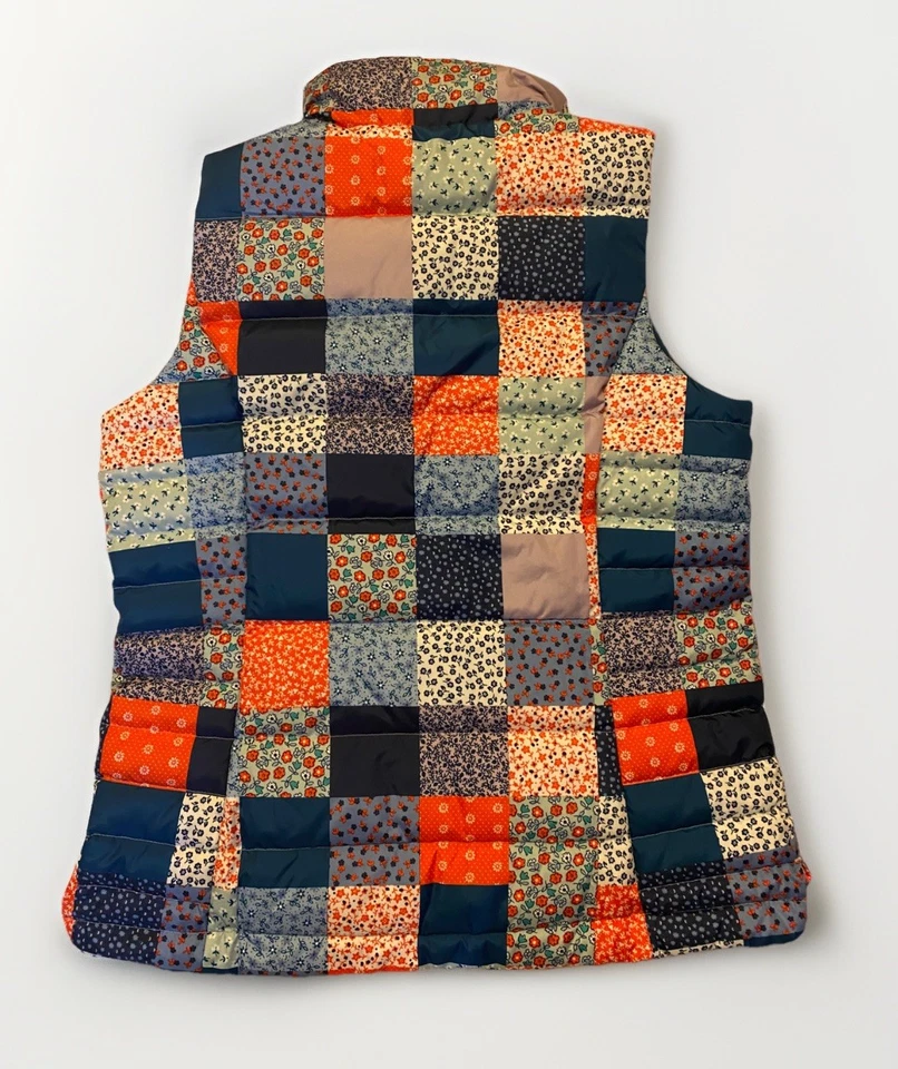 Lands End Women’s Patchwork Down Fill Gilet Vest Puffer Body Warmer Sz S 10-12 - Image 3 of 4