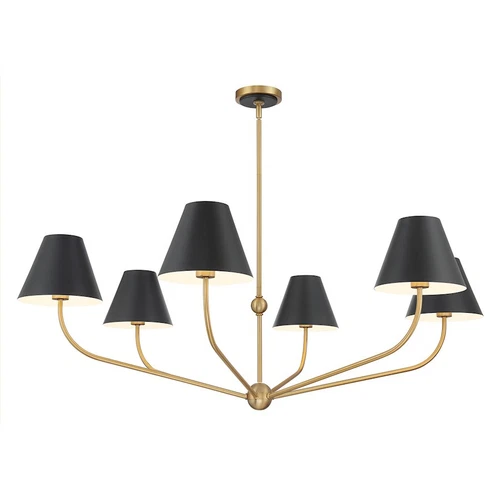 Crystorama Xavier 6Lt 48" Chandelier, Vibrant Gold/Black/White - XAV-B9319-VG-MK - Picture 1 of 1