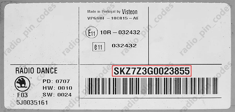 SKODA RADIO PIN CODE UNLOCK DECODE RCD 215 300 310 500 510 RNS 300 310 315 510 - Bild 3 von 4