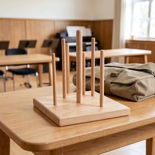 Recorder Stand with 7 Multi-Size Pegs Wooden Flute Display Holder