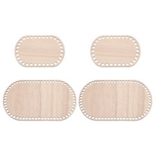 6" x 4"/10" x 6" Crochet Basket Bottom, 4Pcs Oval Blank Crochet Base, Wood Color