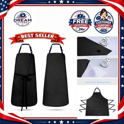 Kitchen Apron 2 Pack Waterproof Oil Resistant Bib Aprons 2 Pockets