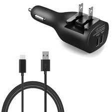 2-in-1 Car Home Charger 6ft Long USB-C Cable TYPE-C Cord Travel for Tablets