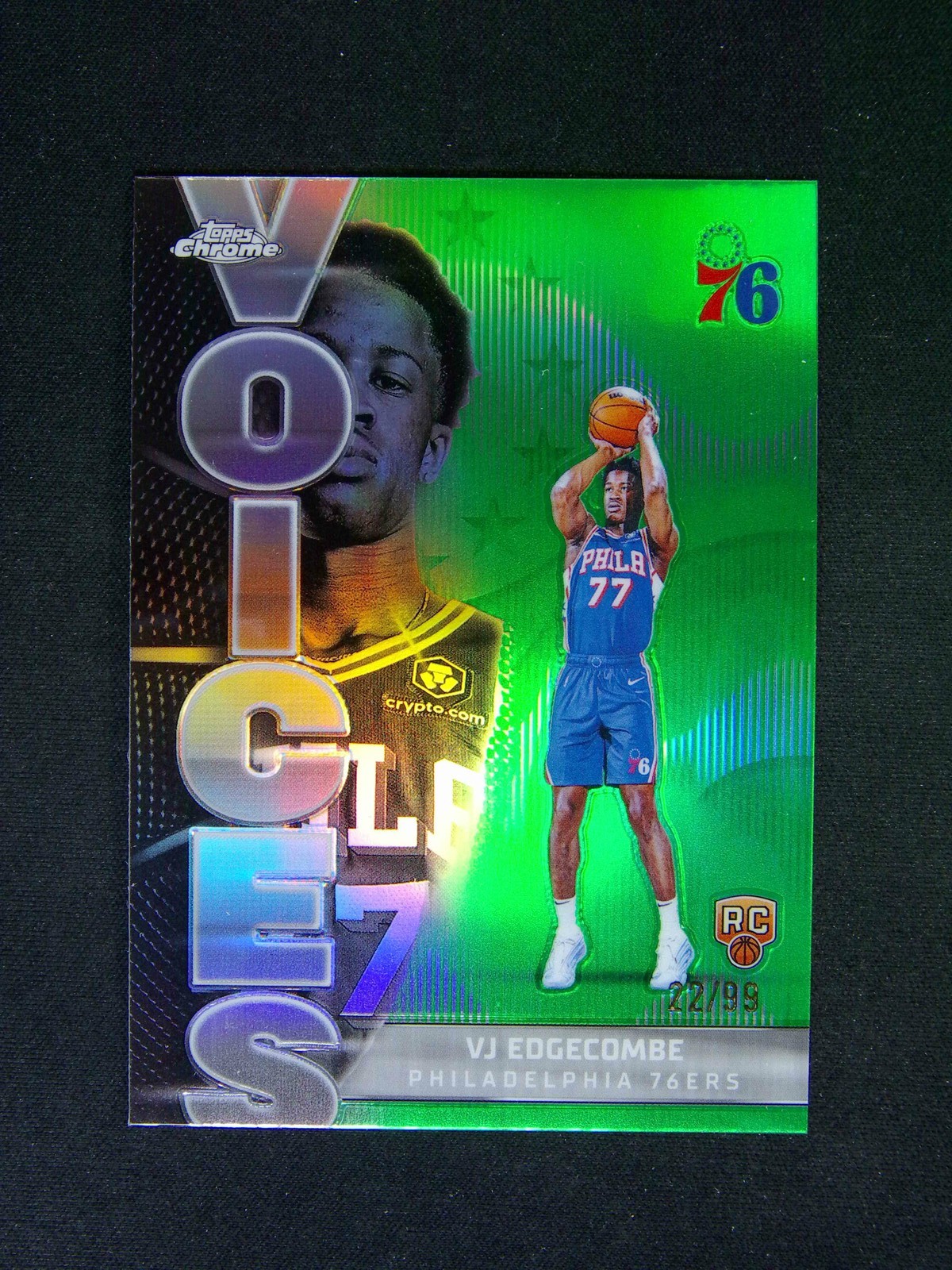 2025-26 Topps Chrome VJ Edgecombe RC Voices Green Refractor /99