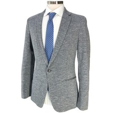 Theory Sport Coat Mens 36 Gray Heather One Button Stretch Blazer Stirling Ortley
