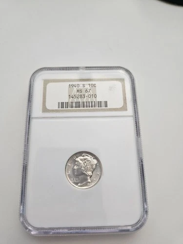 1940 S Mercury Silver Dime NGC MS67