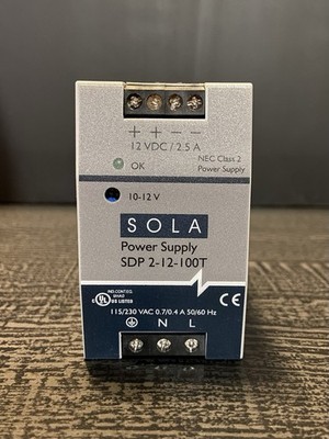 SOLA Hevi-Duty SDP2-12-100T 12VDC 2.5A 30W DIN Rail Power Supply Tested