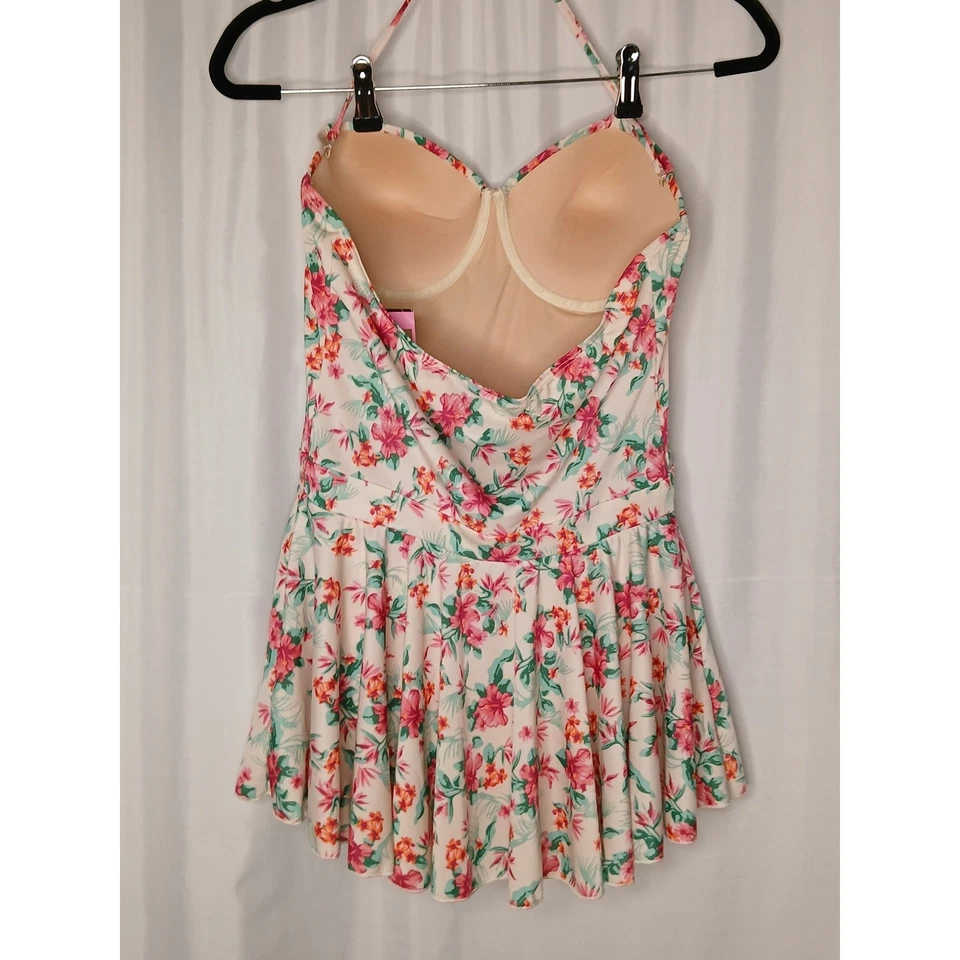 Bettie Page Halter Tropical Floral Hibiscus NWT Swim Dress Size 12 - Image 2 of 4
