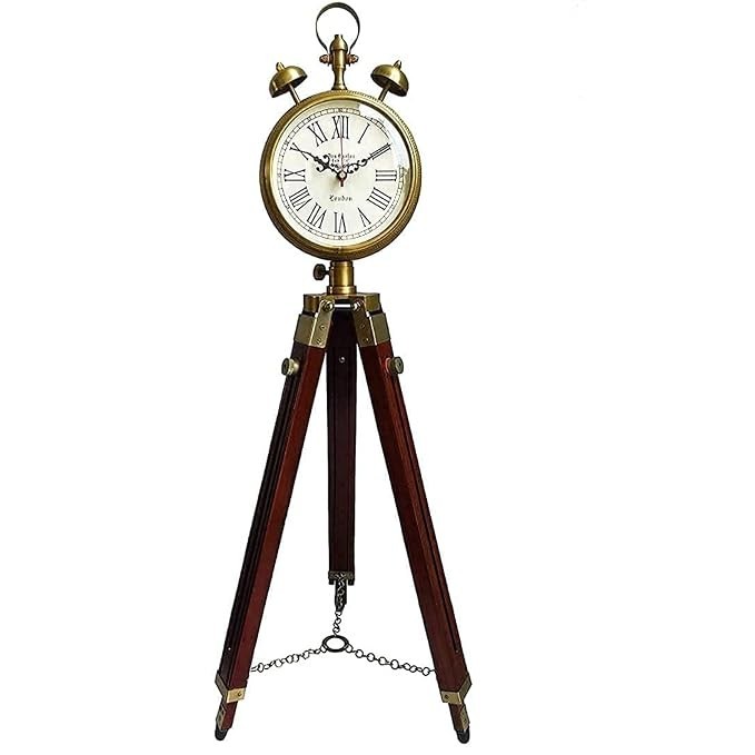Vintage Tripod Alarm Style Table Clock Roman Numeral Analog Desk Clock Home Gift