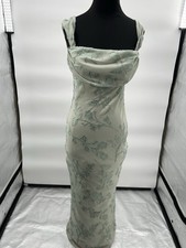 Princess Polly Sage Green Floral Embroidered Maxi Dress US 4Formal