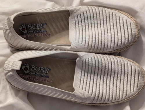 Skechers Bobs Womens 113245 White Flexpadrille 3.0-Pastel Sky Size 7 Flats