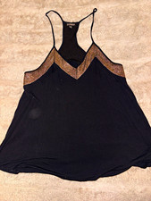 Express Women's Black Mesh V-Neck Sleeveless Short Slip Dress Size L
