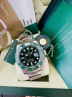 Men s 2014 Rolex Submariner 40mm 116610LV HULK Green Dial & Bezel ~Box & Papers