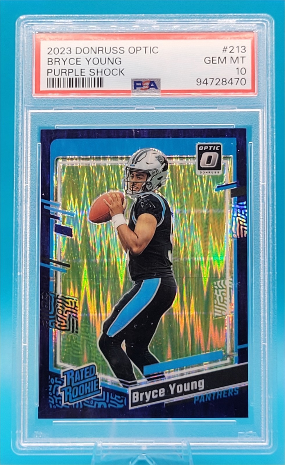 2023 Donruss Optic Rated Rookie Bryce Young #213 Purple Shock Prizm (RC) PSA 10