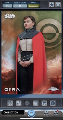 Star Wars Card Trader Chrome Qi ra 99cc Legendary