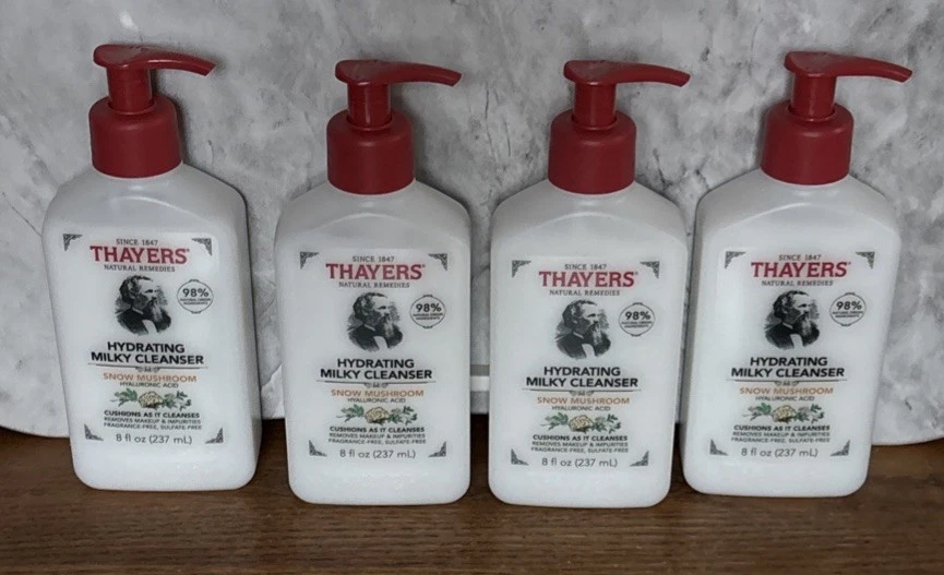 (4) Limpiador facial hidratante lechoso THAYERS con lavado con ácido hialurónico para hongos de nieve Foto 3 de 4