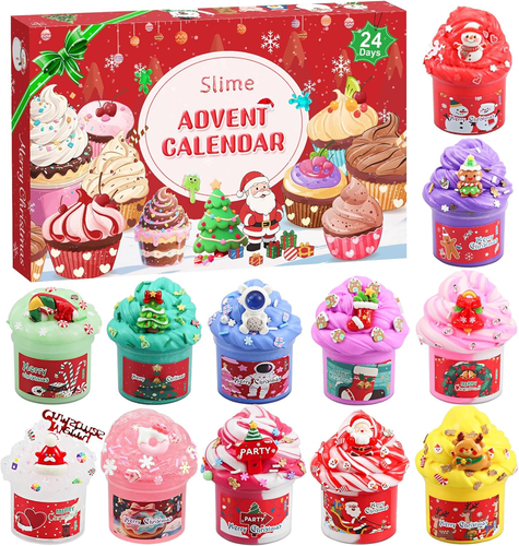 Slime Advent Calendar 2025, 24-Day Countdown with Butter and Cloud Slime Kit - Picture 8 of 12
