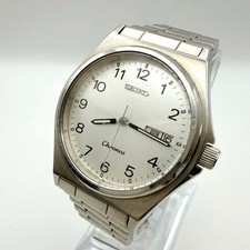 SEIKO Chronos 5H23 7060 DayDate Orologio Vintage Quarzo Argento