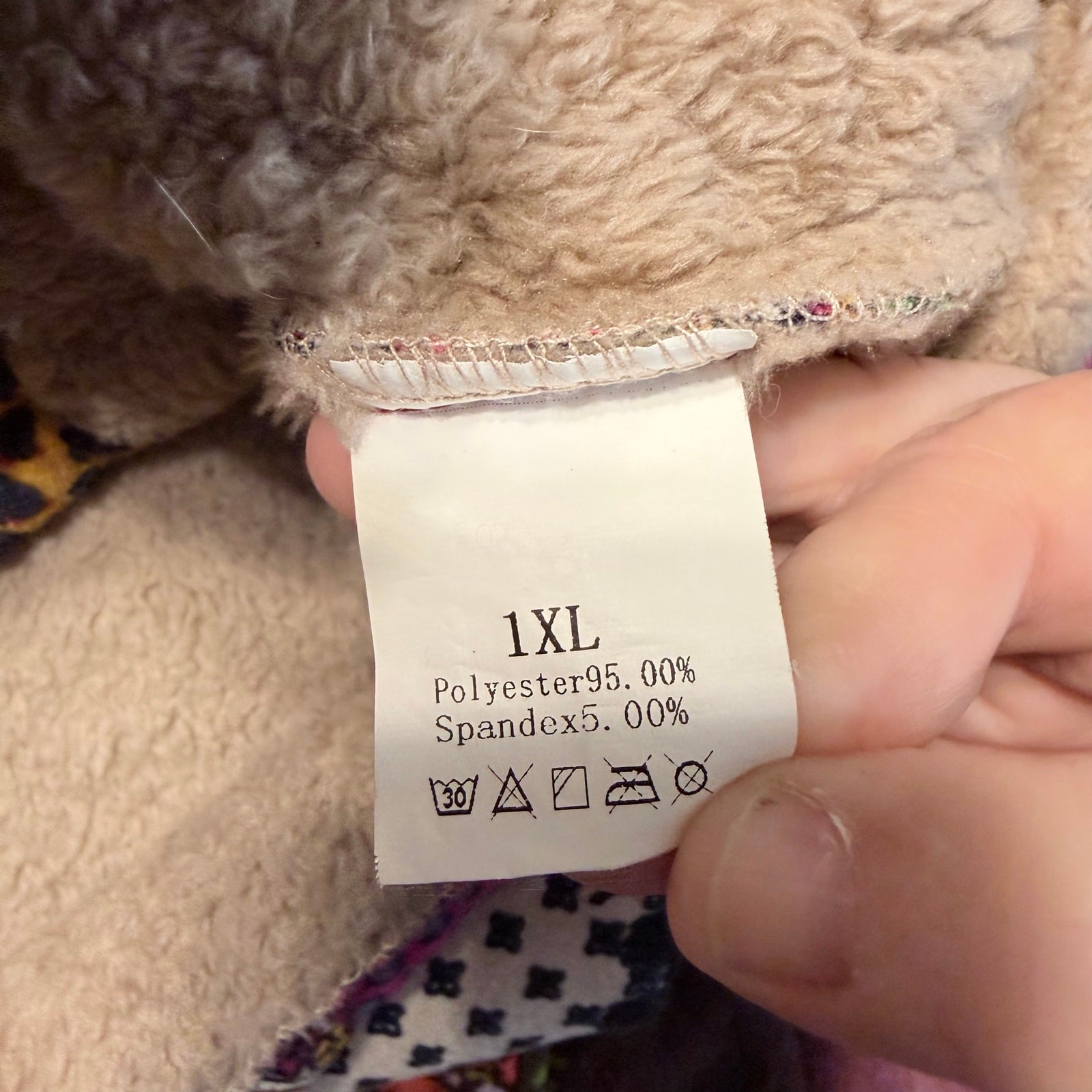 Patchwork hooded fleece lined button front jacket… - image 3